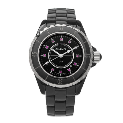 Chanel Stainless Steel Ceramic Ruby 33mm J12 Quartz Watch Black 1 of 6