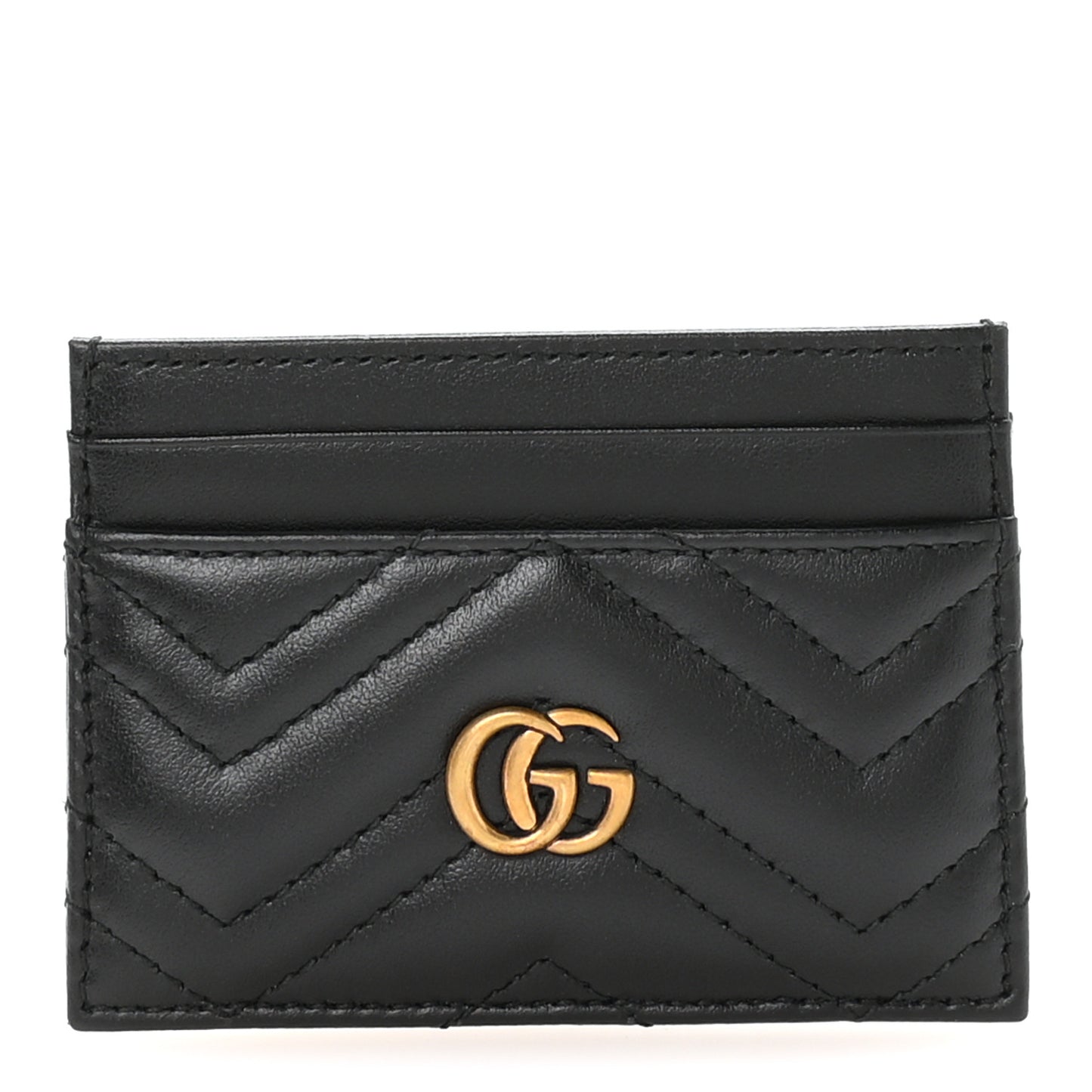 Calfskin Matelasse GG Marmont Card Holder Black