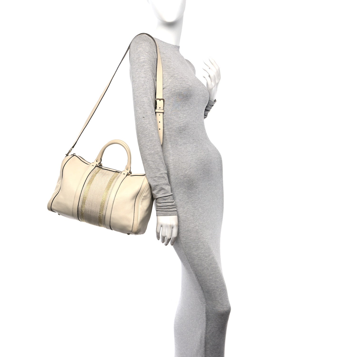 Gucci Calfskin Vintage Web Medium Boston Mystic White 2 of 14