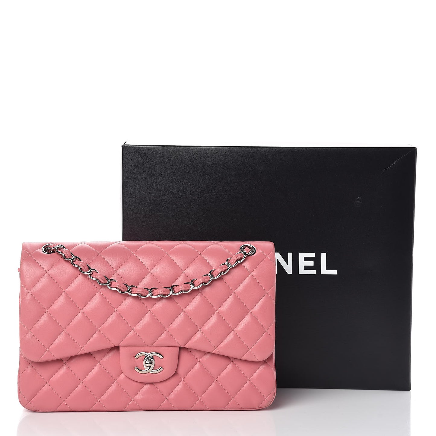 Lambskin Quilted Jumbo Double Flap Pink