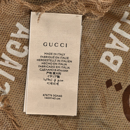 Gucci X BALENCIAGA Modal Silk Maxi GG Monogram Logo Print Shawl Beige White 3 of 3