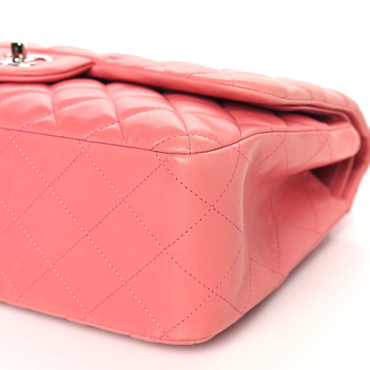 Lambskin Quilted Jumbo Double Flap Pink