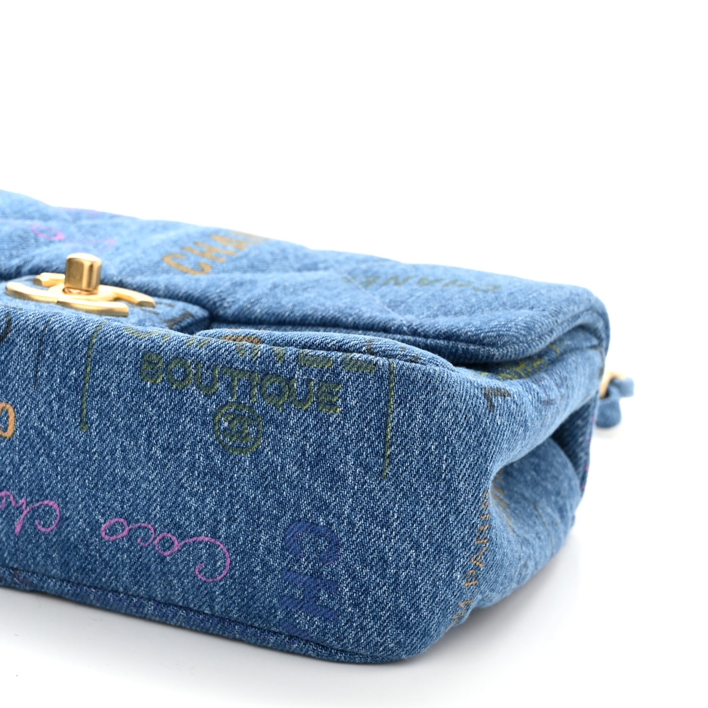 Denim Quilted Mini Denim Mood Rectangular Flap Blue Multicolor
