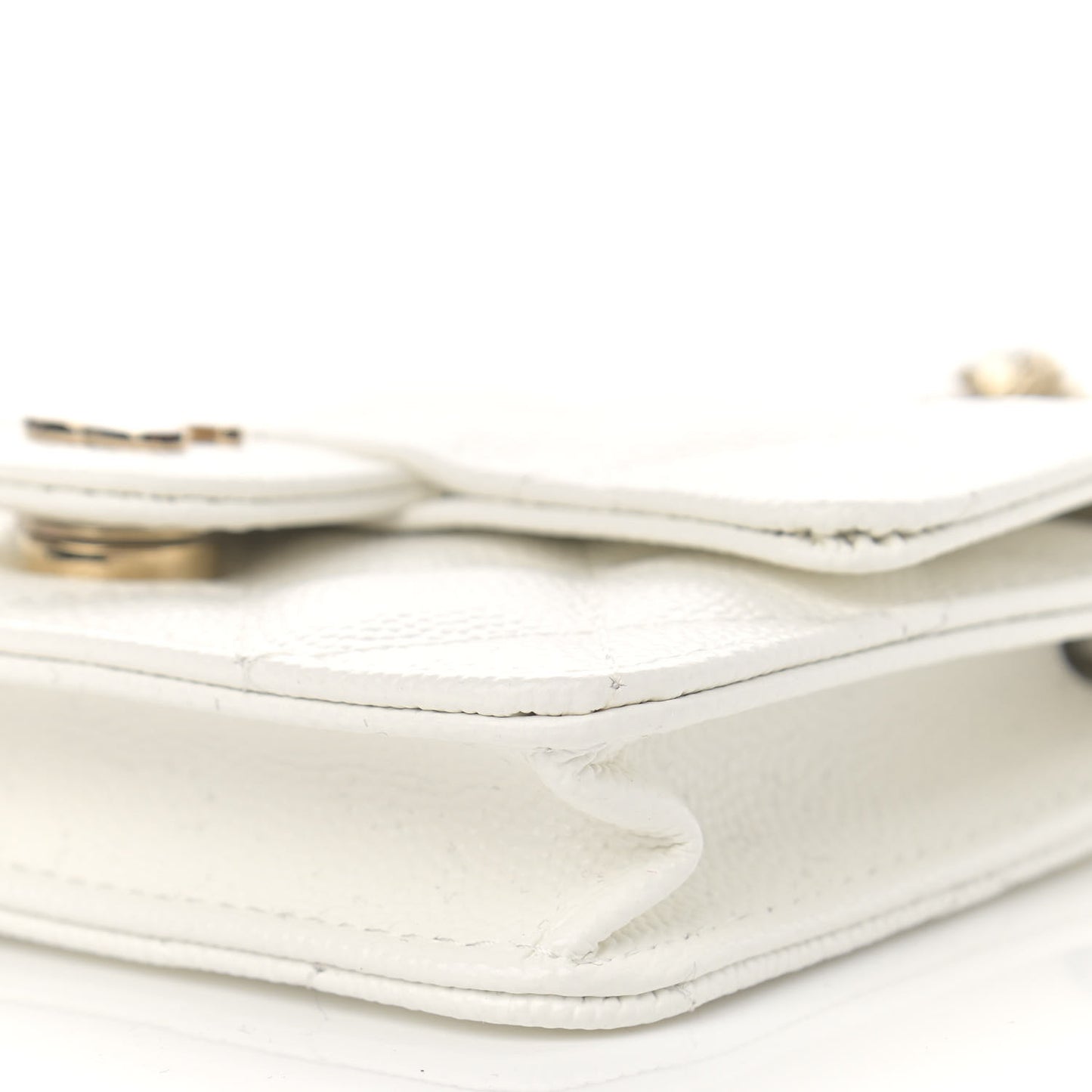 Caviar Quilted Mini Chain Bag White