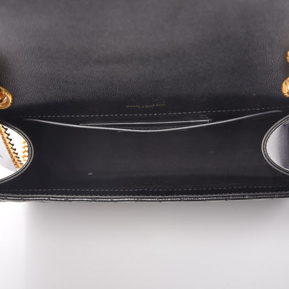 Saint Laurent Grain De Poudre Textured Mixed Matelasse Triquilt Medium Monogram Satchel Black 5 of 8