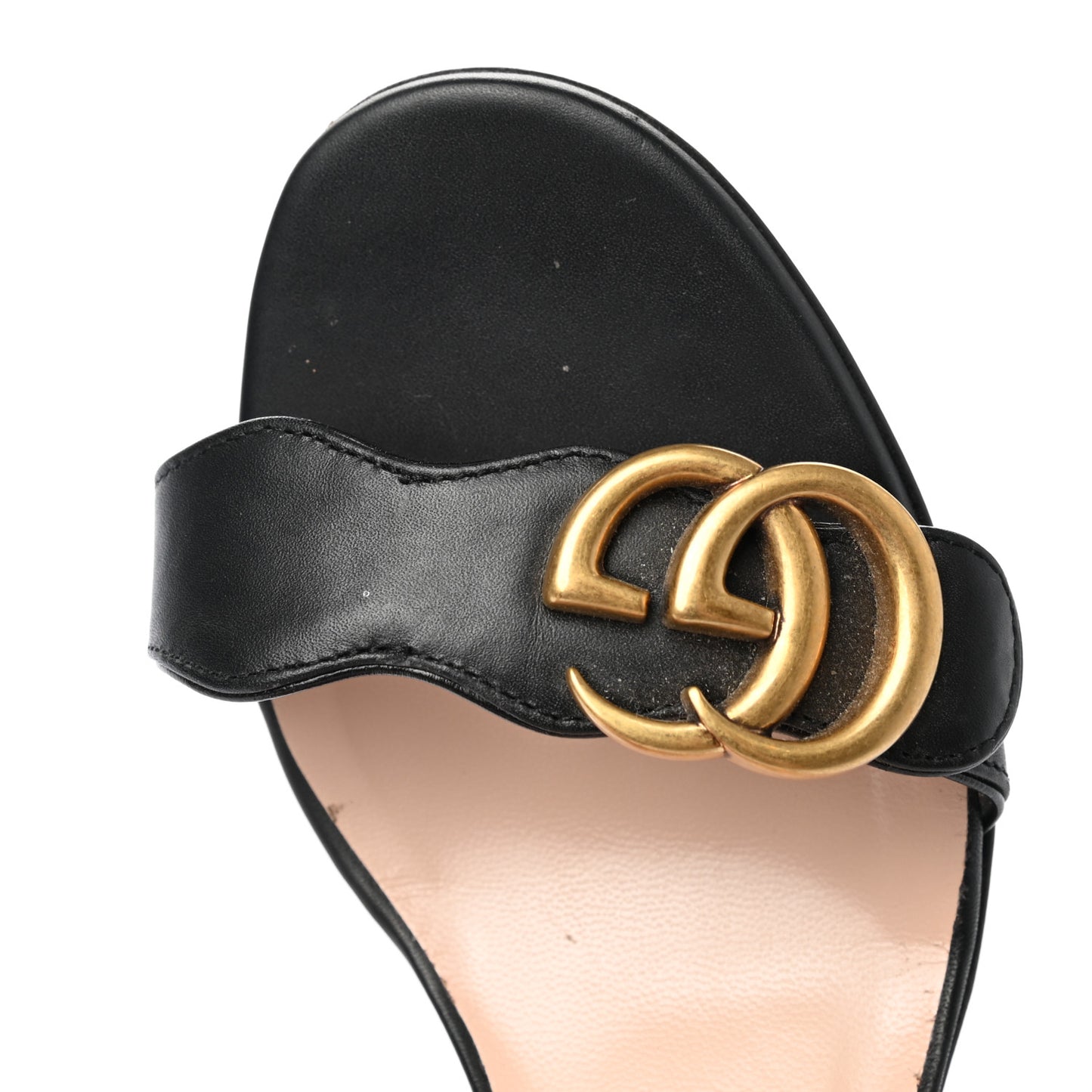 Lifford Calfskin GG Marmont Ankle Wrap 75mm Sandals 35 Black