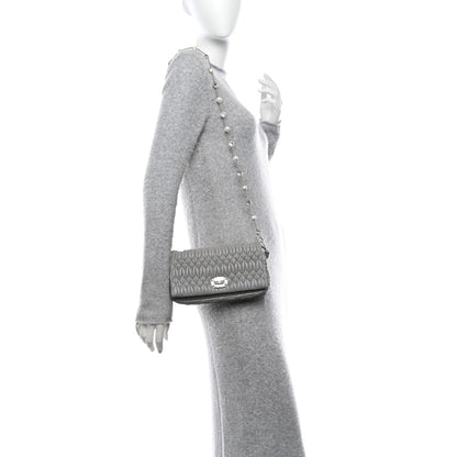 Miu Miu Nappa Matelasse Crystal Pearl Flap Clutch Grey 2 of 11