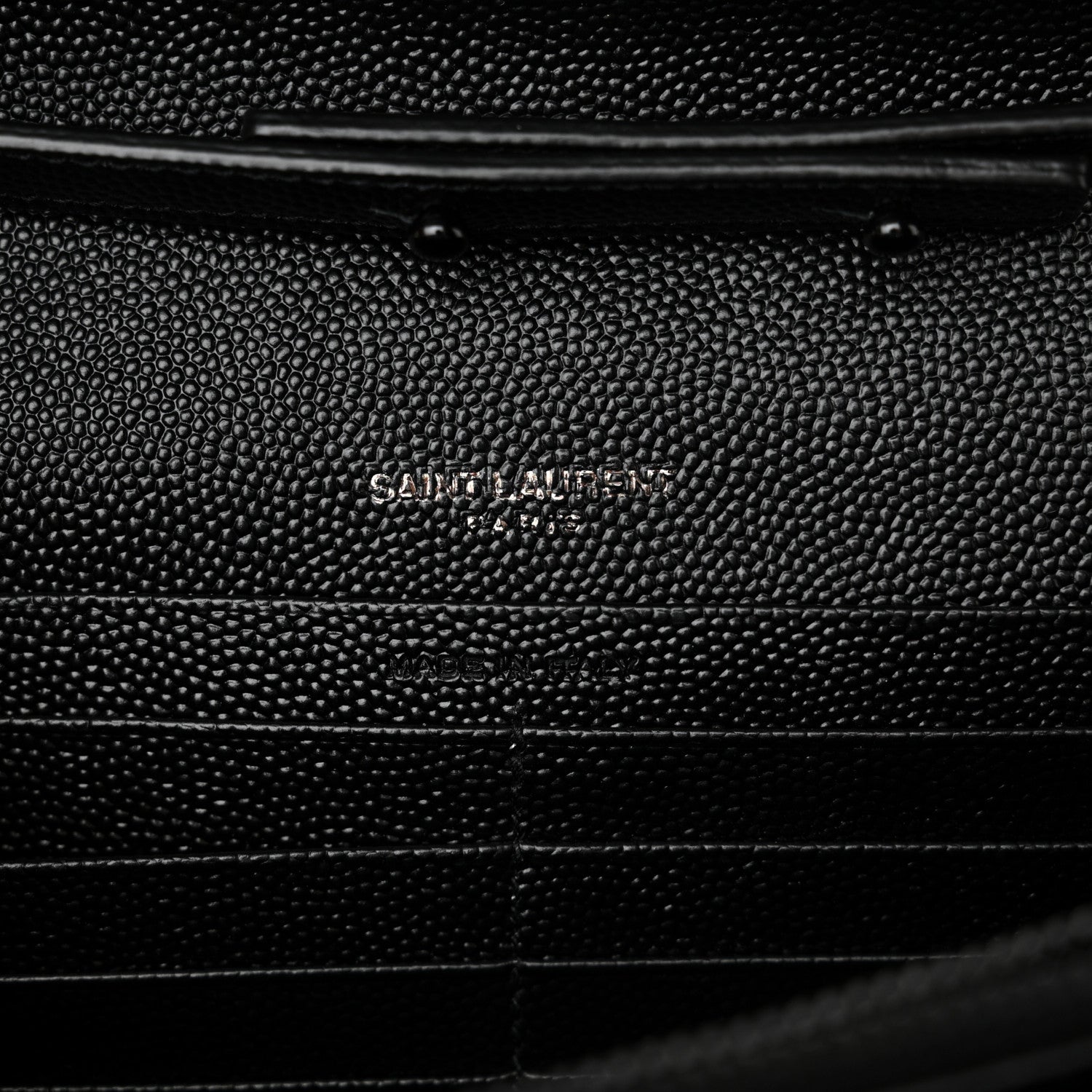 Saint Laurent Grain De Poudre Matelasse Chevron Monogram Monochrome Chain Wallet Black 6 of 12