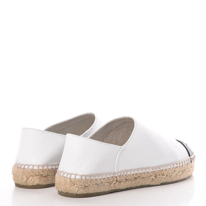 Chanel Grained Calfskin CC Espadrilles 36 White Black 4 of 8