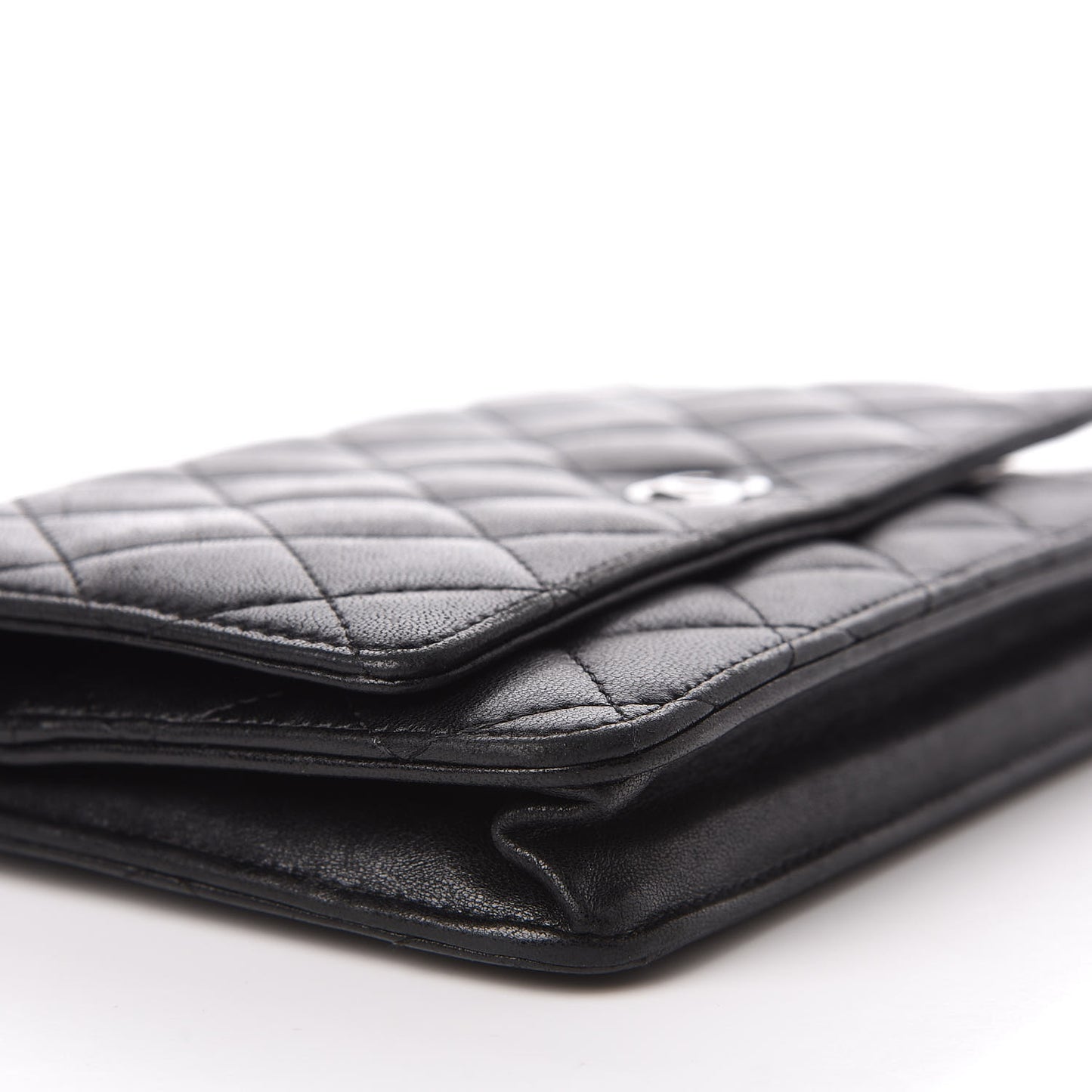Lambskin Quilted Wallet On Chain WOC Black