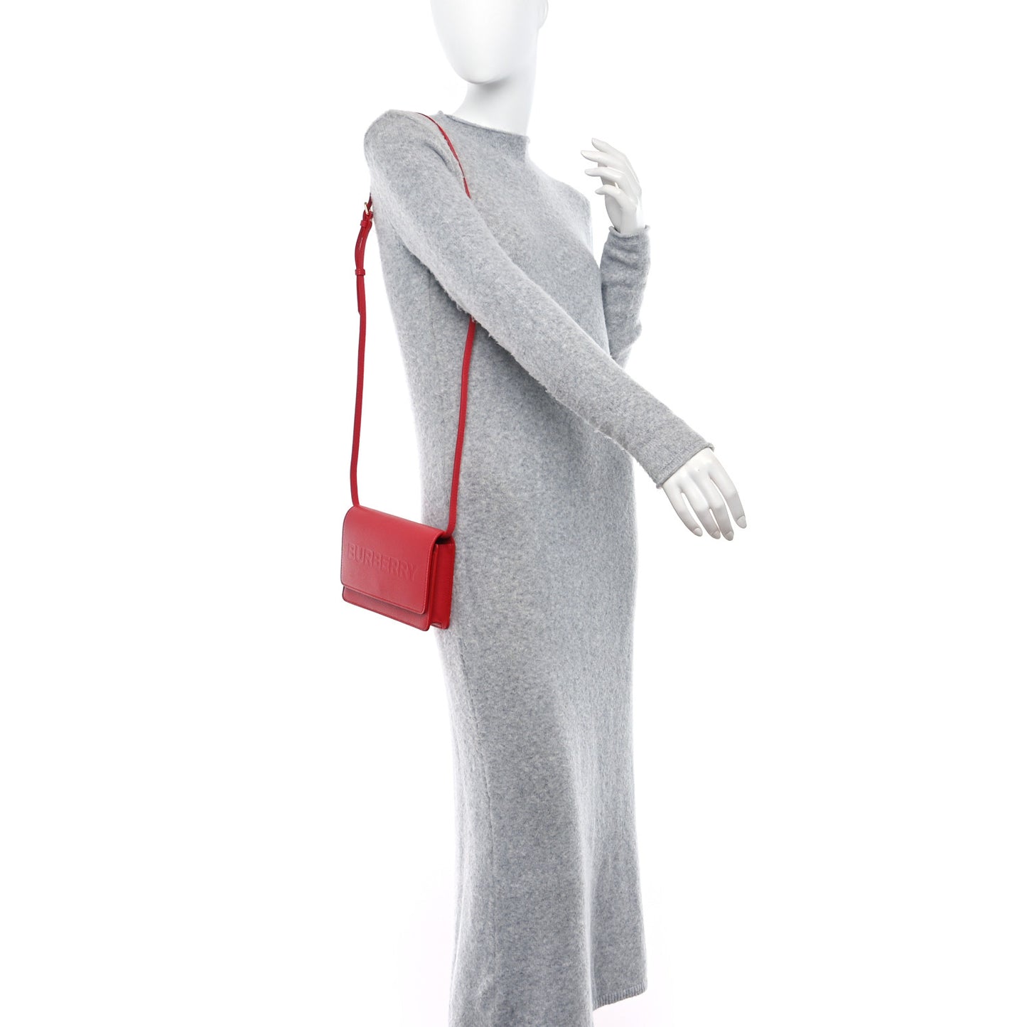 Smooth Calfskin Logo Embossed Hampshire Crossbody Red