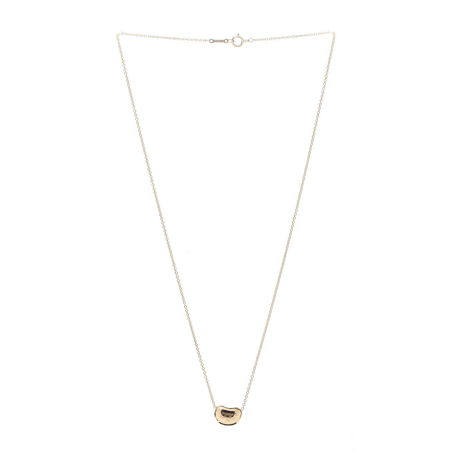 Tiffany 18K Yellow Gold 11mm Elsa Peretti Bean Pendant Necklace 3 of 5