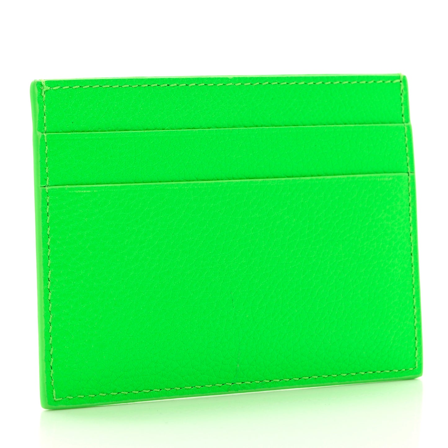 Grained Calfskin Logo Cash Card Holder Fluo Green Black