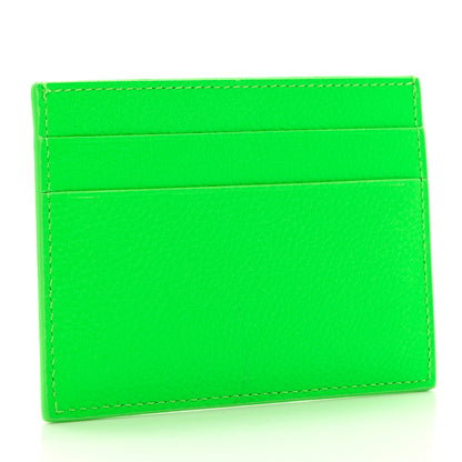 Balenciaga Grained Calfskin Logo Cash Card Holder Fluo Green Black 2 of 8