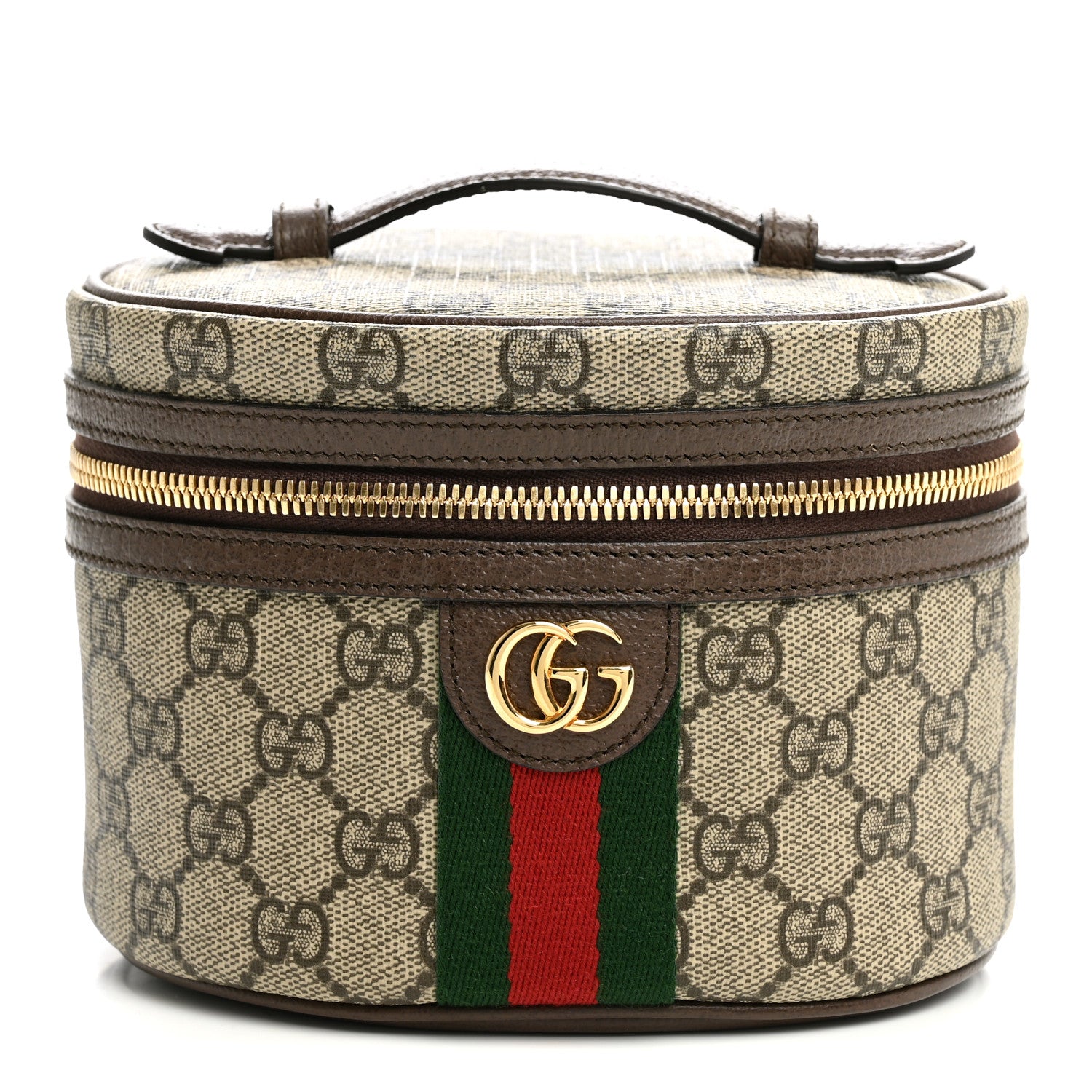 Gucci GG Supreme Monogram Textured Calfskin Web Ophidia Vanity Cosmetic Case Beige Ebony New Acero 1 of 11