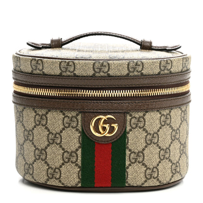 Gucci GG Supreme Monogram Textured Calfskin Web Ophidia Vanity Cosmetic Case Beige Ebony New Acero 1 of 11