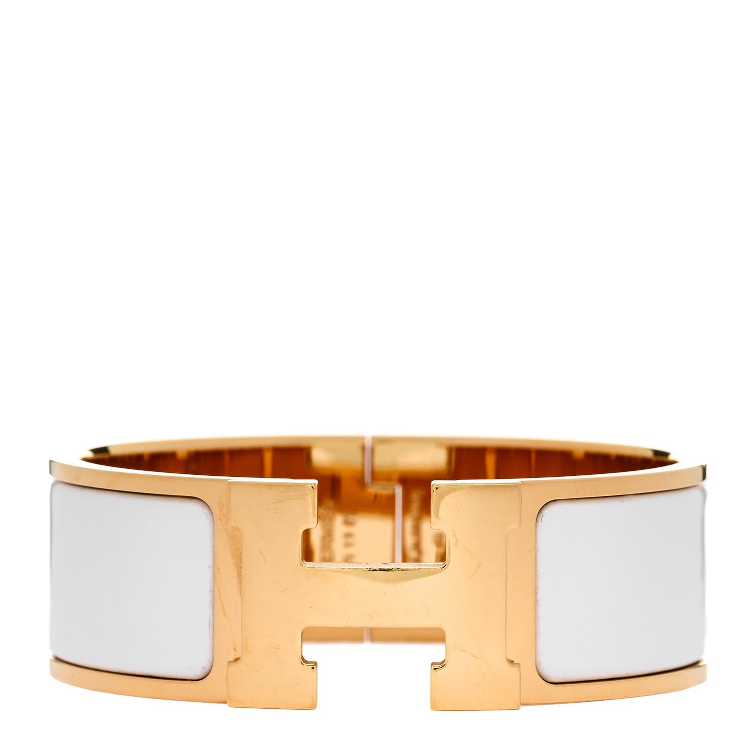 Hermes Enamel Wide Clic Clac H Bracelet PM White 1 of 5