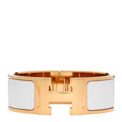 Hermes Enamel Wide Clic Clac H Bracelet PM White 1 of 5