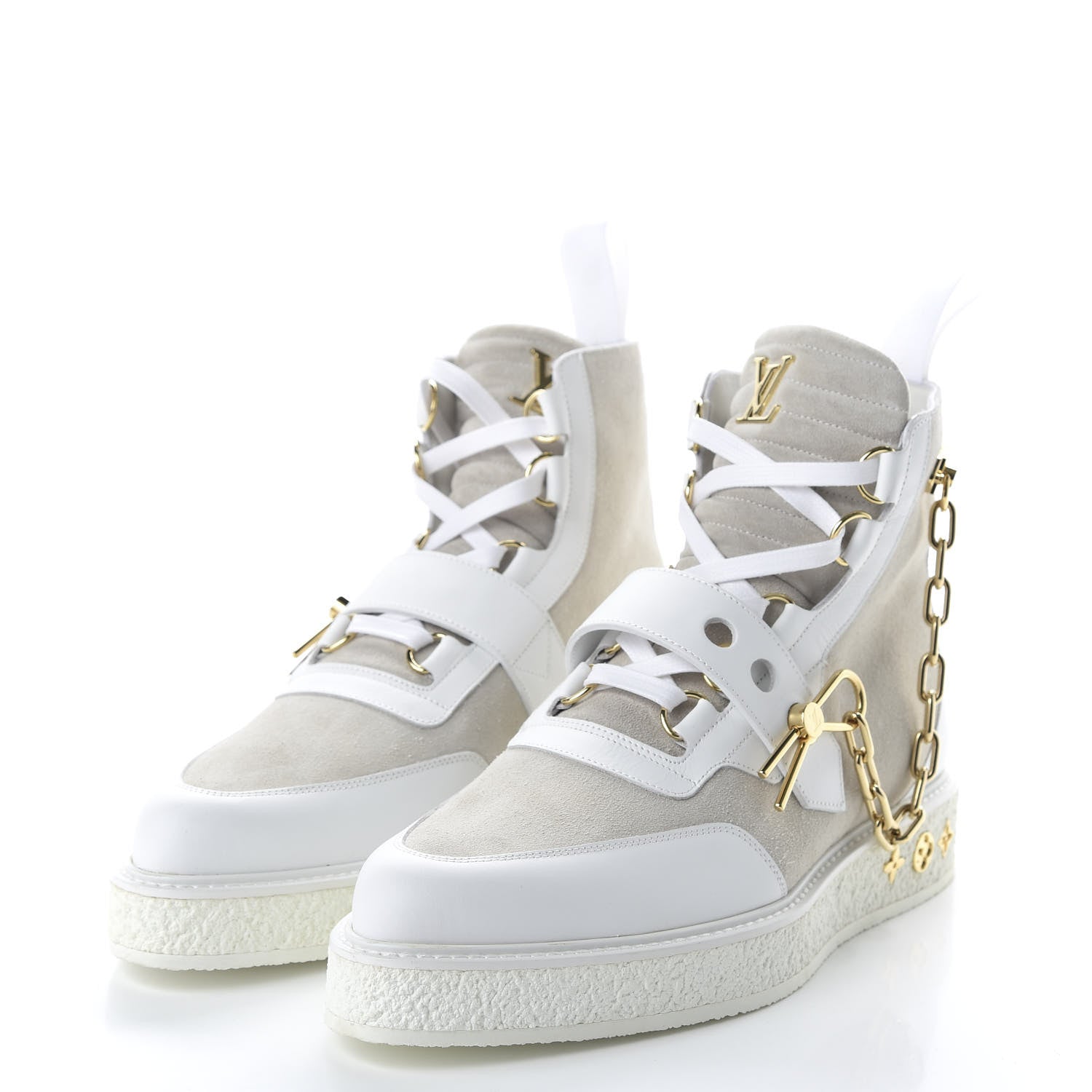 Louis Vuitton Calfskin Suede Mens Creeper Ankle Boots 8.5 White 3 of 8