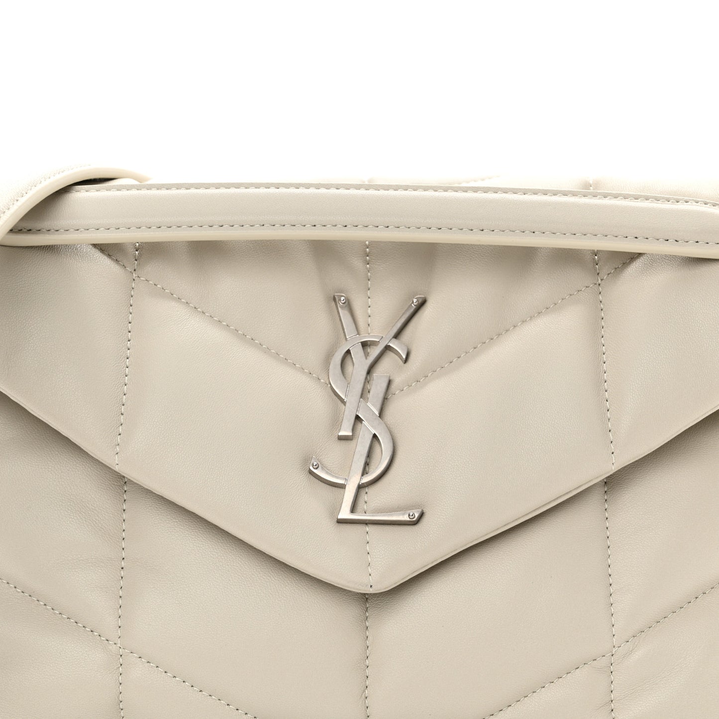 Lambskin Quilted Small Loulou Puffer Monogram Chain Satchel Blanc Vintage
