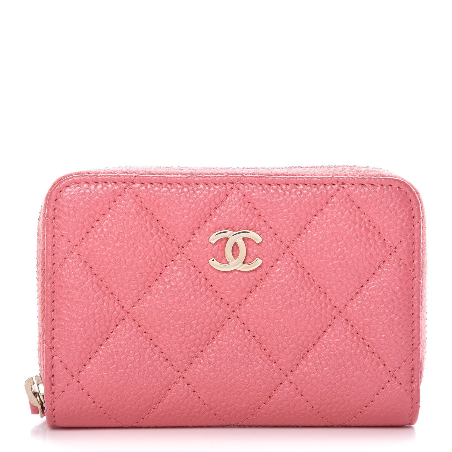 Chanel Caviar Quilted Zip Coin Purse Pink 1 of 8