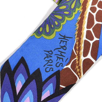 Hermes Silk The Three Graces Twilly Bleu Vert Marron 3 of 4