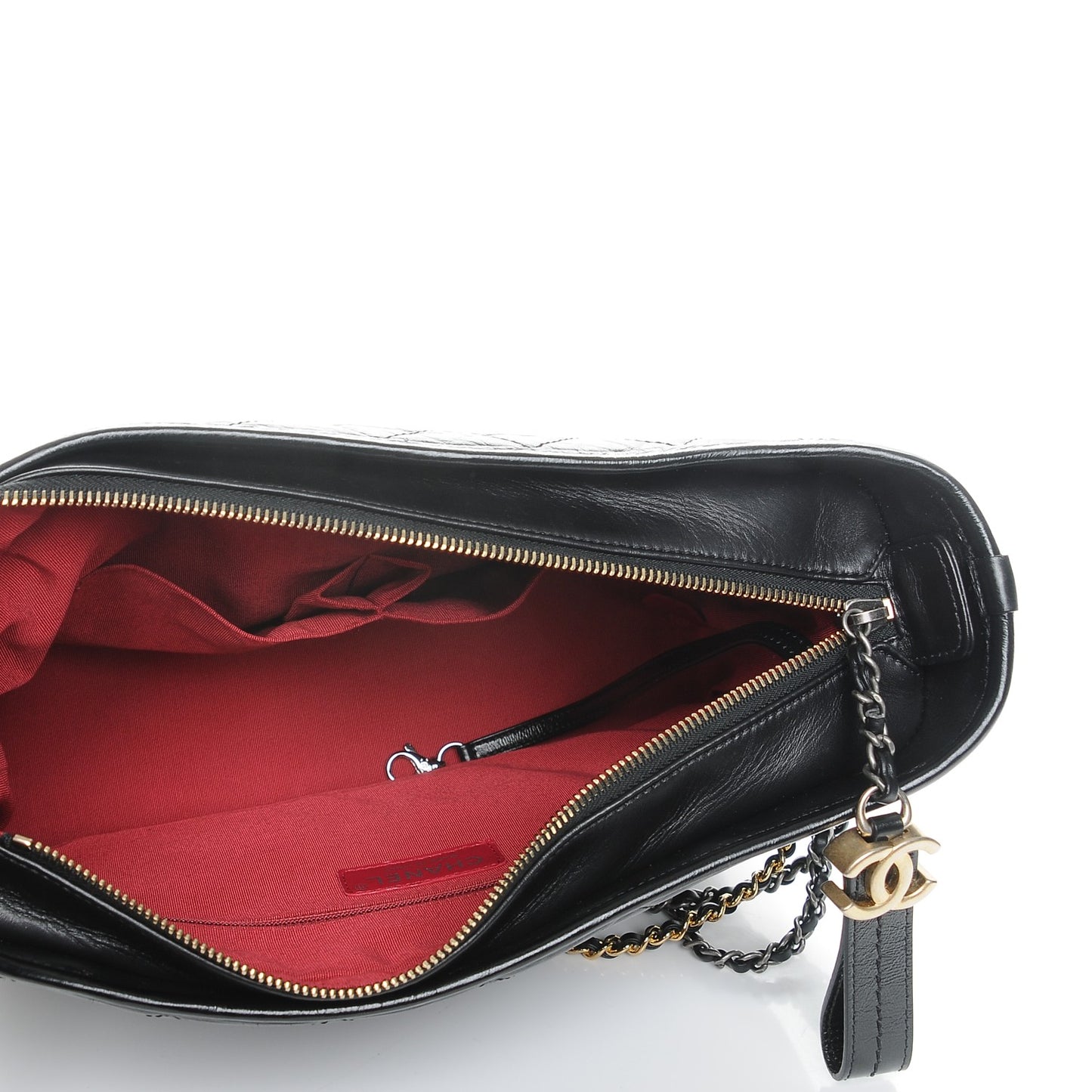 Aged Calfskin Quilted Medium Gabrielle Hobo Black