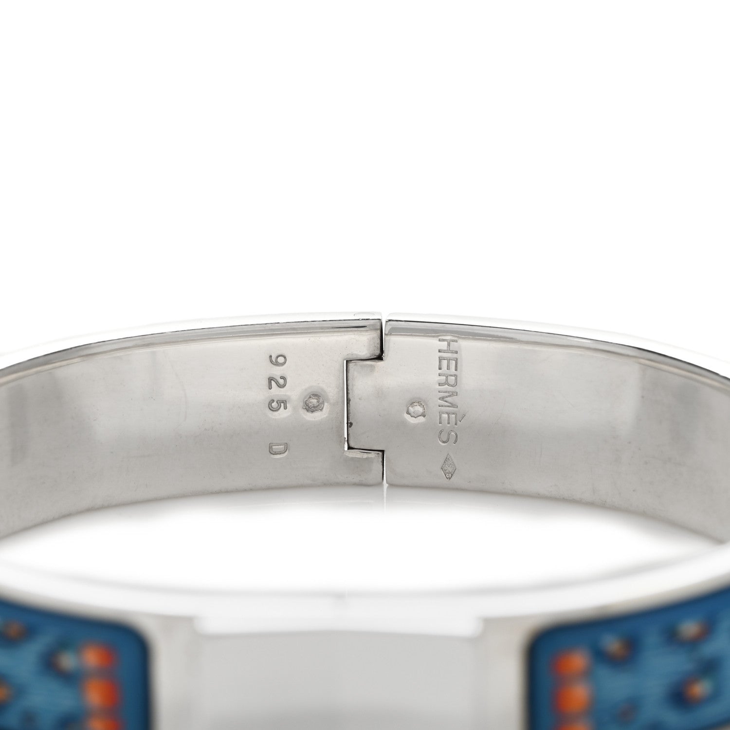 Hermes Sterling Silver Enamel Narrow Loquet Bracelet Blue 3 of 3