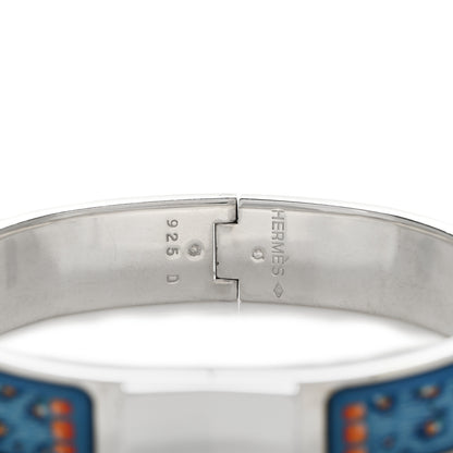 Hermes Sterling Silver Enamel Narrow Loquet Bracelet Blue 3 of 3