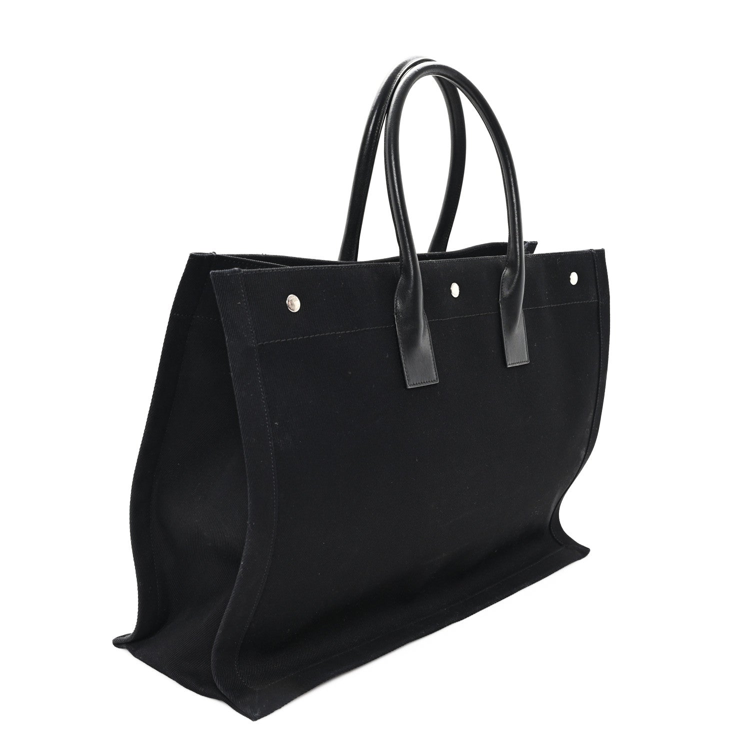 Saint Laurent Linen Calfskin Rive Gauche Tote Black 3 of 13