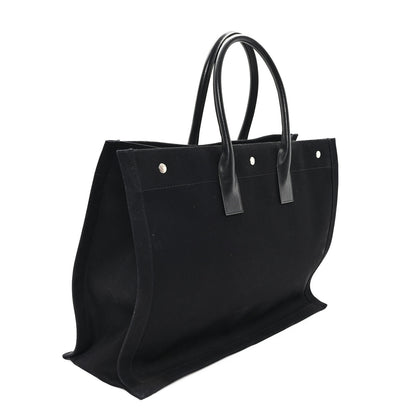 Saint Laurent Linen Calfskin Rive Gauche Tote Black 3 of 13