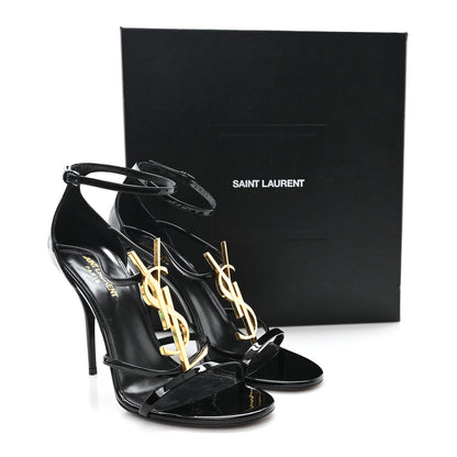 Saint Laurent Patent Cassandra 100 Ankle Strap Sandals 40 Black 10 of 10