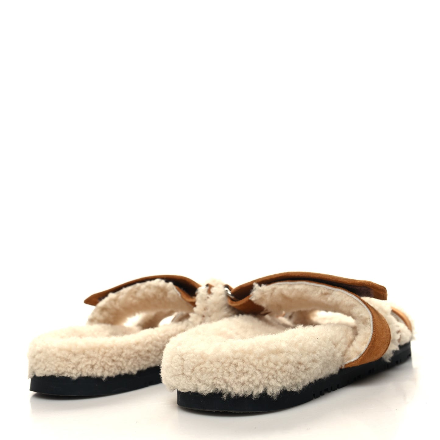 Suede Goatskin Woolskin Womens Chypre Sandals 37.5 Naturel Ecru