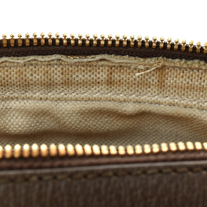Gucci Monogram Jumbo GG Textured Dollar Calfskin Web Messenger Shoulder Bag Camel Ebony New Acero 14 of 14