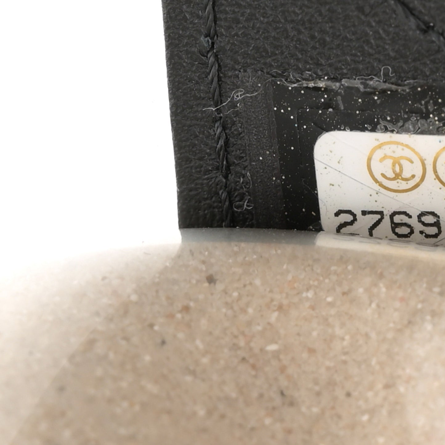 Lambskin PVC Sand By The Sea Flap With Pearl Strap Black