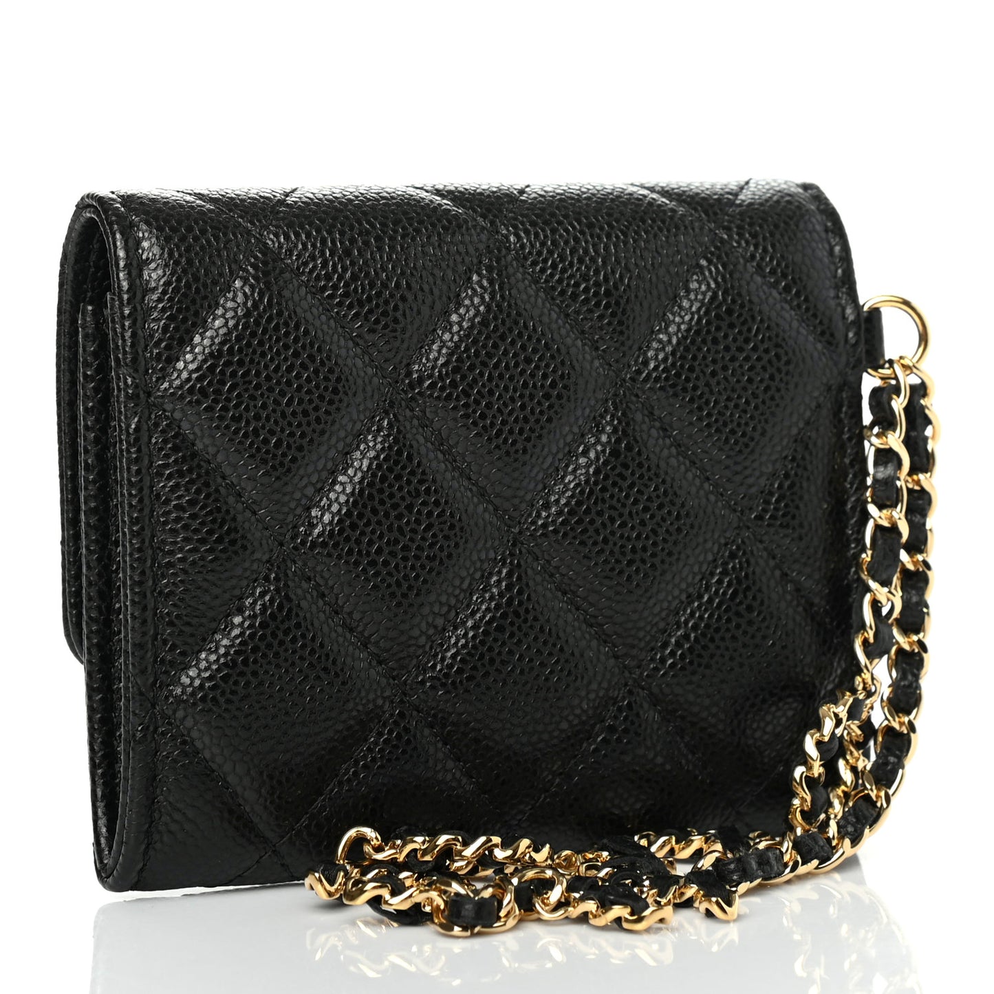Caviar Quilted Miss Coco Clutch With Chain Black