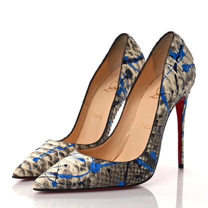 Christian Louboutin Python Vulcano So Kate 120 Pumps 38 Blue 3 of 12