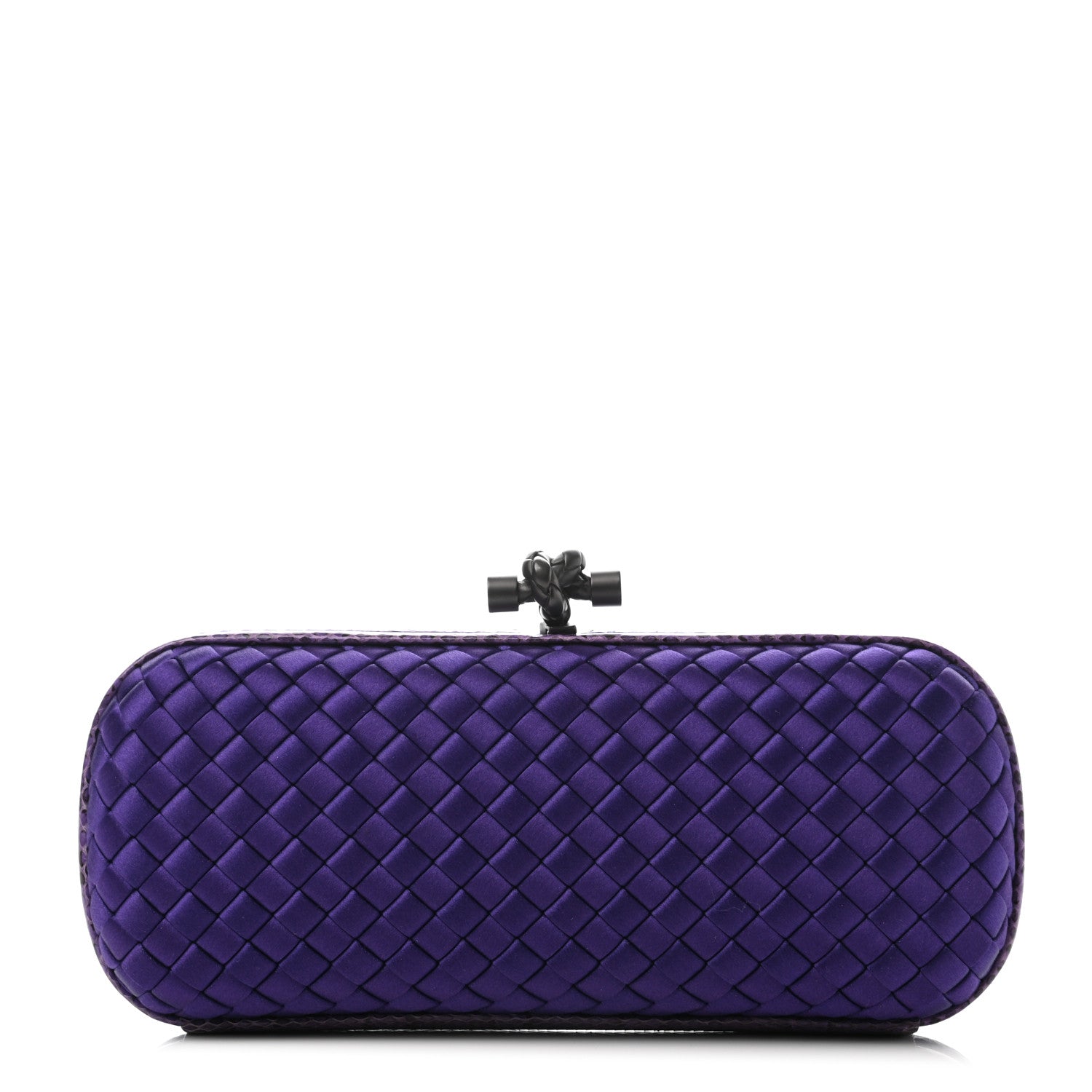 Bottega Veneta Satin Intreccio Impero Ayers Stretch Knot Clutch Purple 1 of 6