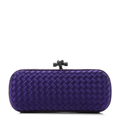 Bottega Veneta Satin Intreccio Impero Ayers Stretch Knot Clutch Purple 1 of 6