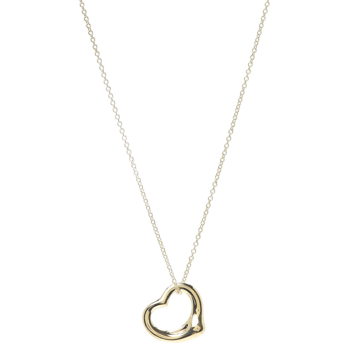 18K Yellow Gold 16mm Elsa Peretti Open Heart Pendant Necklace