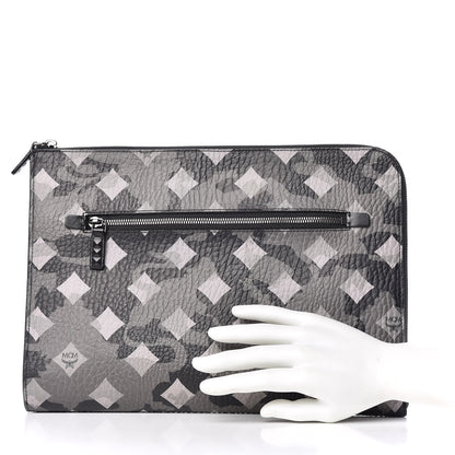 MCM Visetos Munich Lion Camo Print Zip Pouch Grey 2 of 10