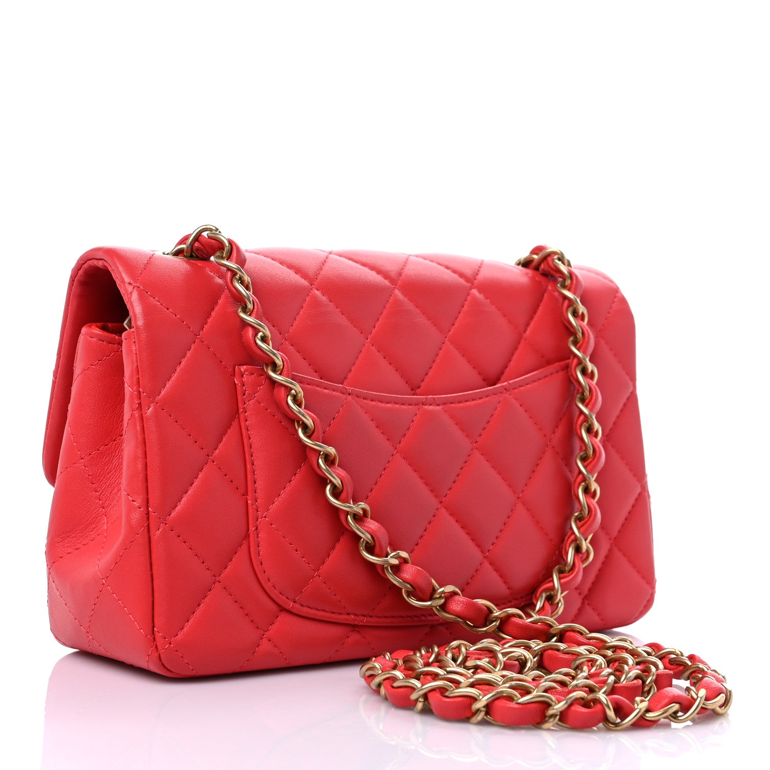 Chanel Lambskin Quilted Mini Rectangular Flap Red 3 of 9