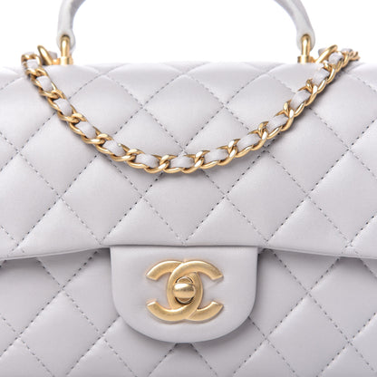 Chanel Lambskin Quilted Mini Top Handle Rectangular Flap Grey 10 of 11