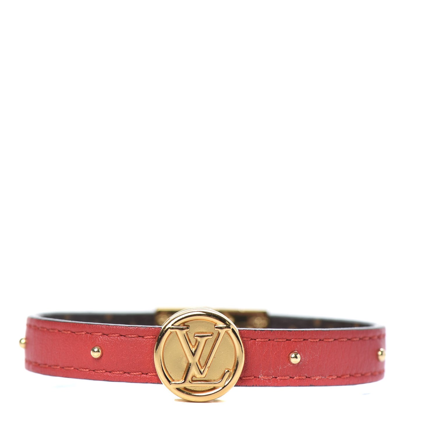 Monogram LV Circle Reversible Bracelet 17 Rouge