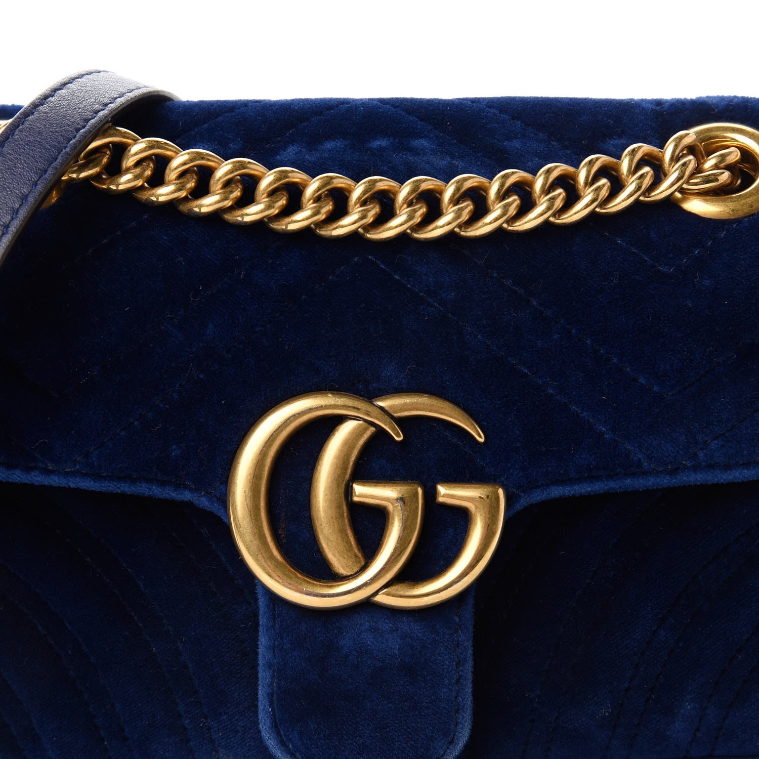 Gucci Velvet Matelasse Mini GG Marmont Shoulder Bag Cobalt Blue 10 of 10