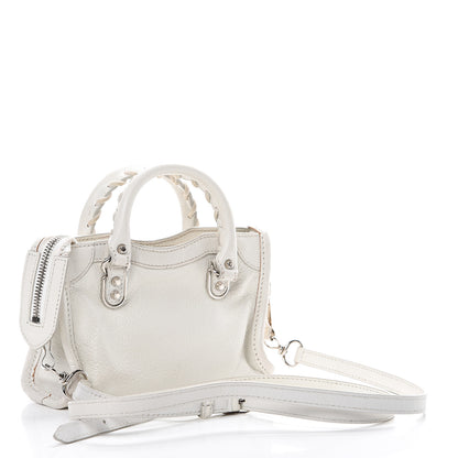 Balenciaga Chevre Silver Metallic Edge Hardware Nano City White 2 of 17