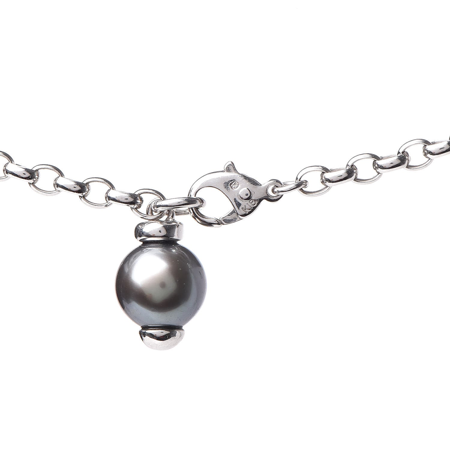 Mikimoto 18K White Gold Black South Sea Pearl 8.5mm Station Necklace 5 of 5