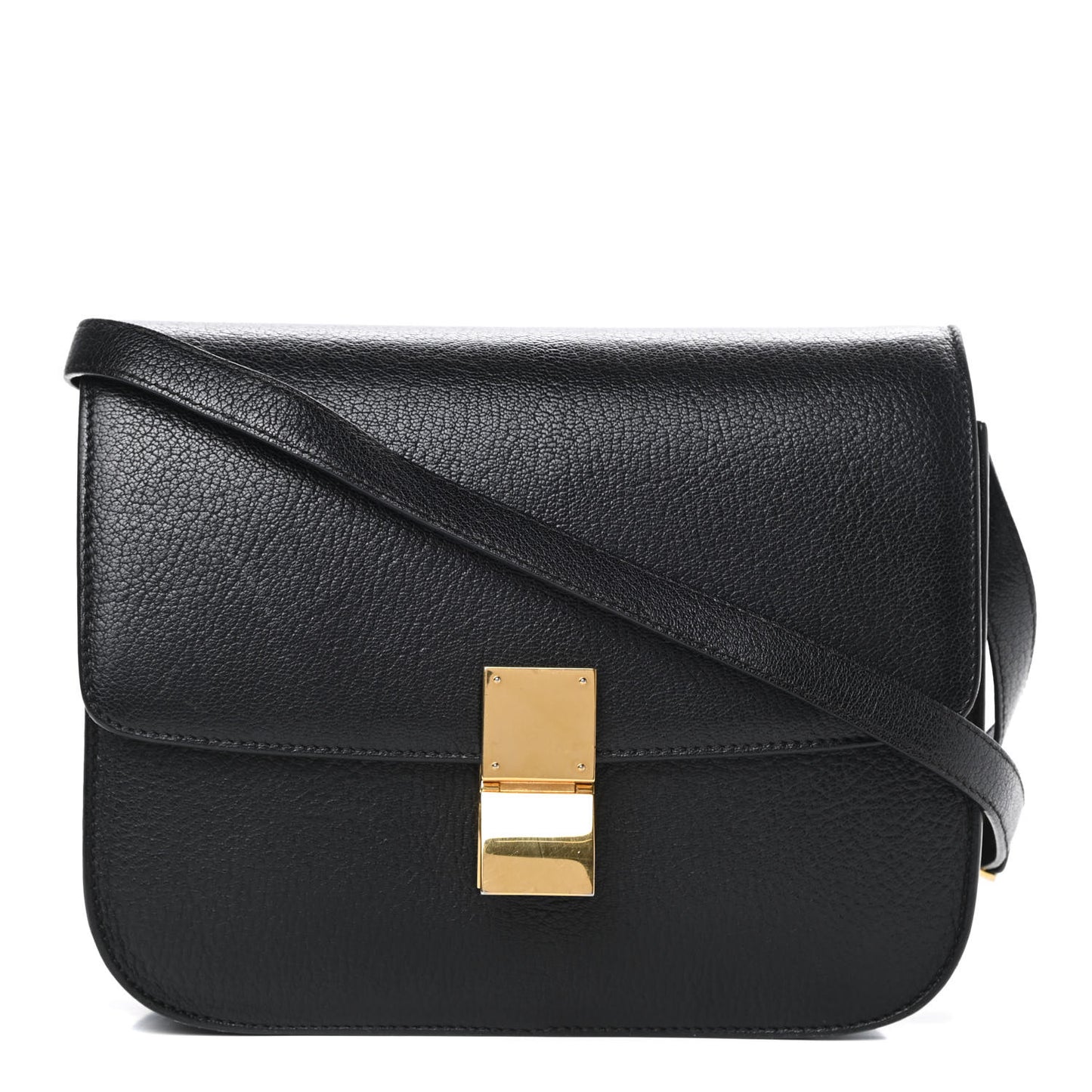 Goatskin Medium Classic Box Flap Bag Black