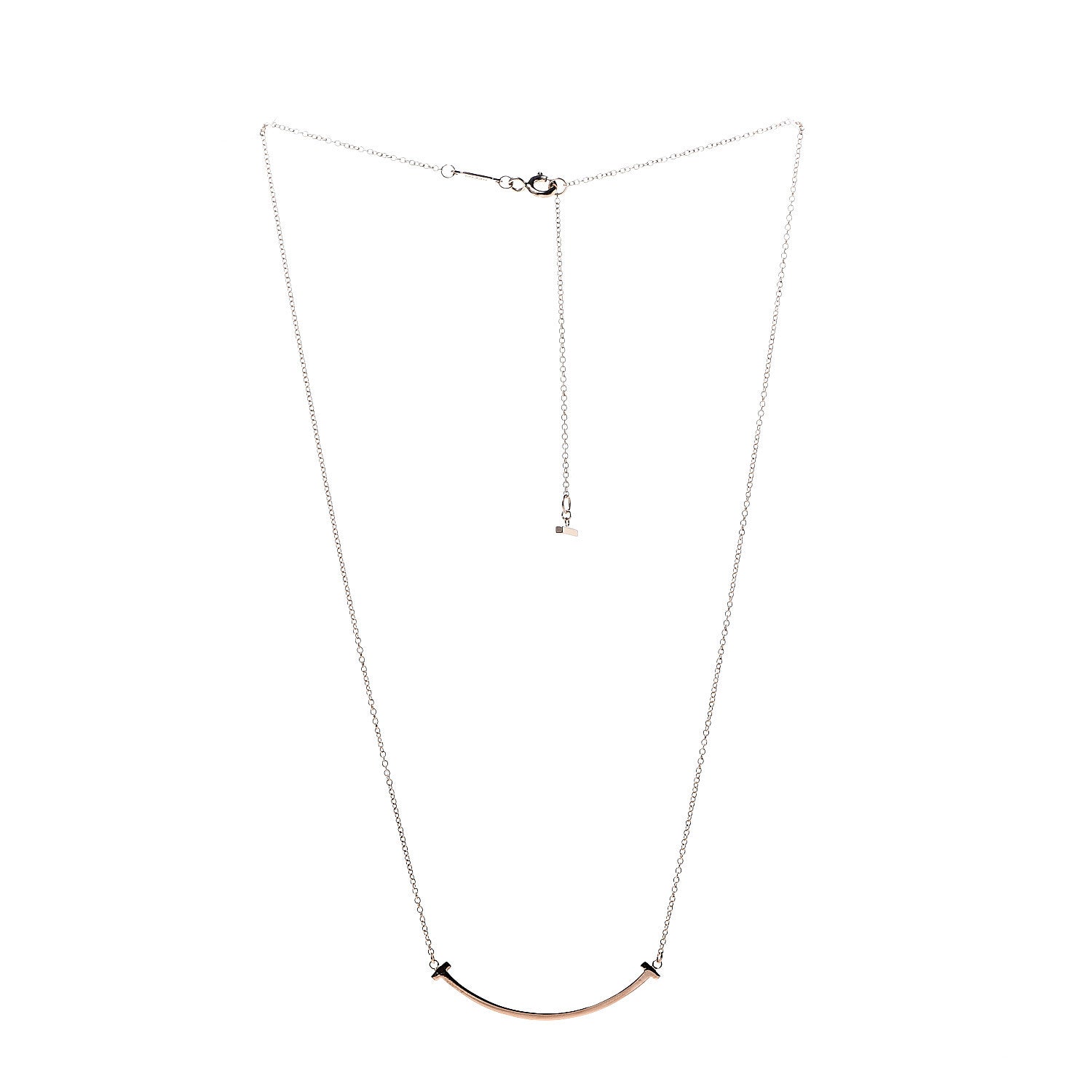 Tiffany 18K Rose Gold Small T Smile Pendant Necklace 2 of 5