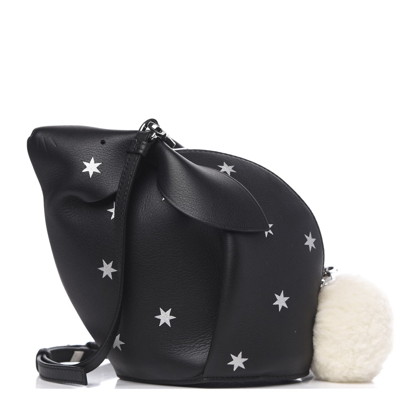Calfskin Mini Star Bunny Crossbody Bag Black